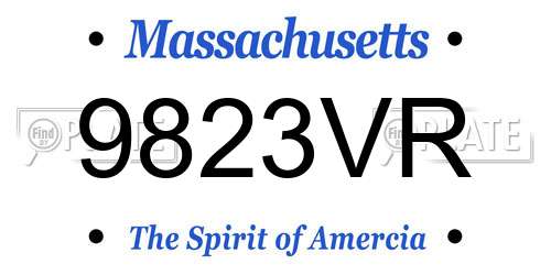 9823VR Massachusetts License Plate