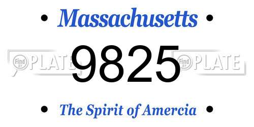 9825 Massachusetts License Plate
