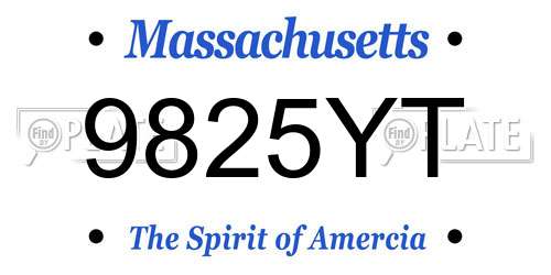 9825YT Massachusetts License Plate