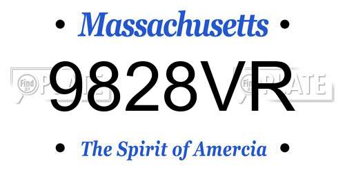 9828VR Massachusetts License Plate