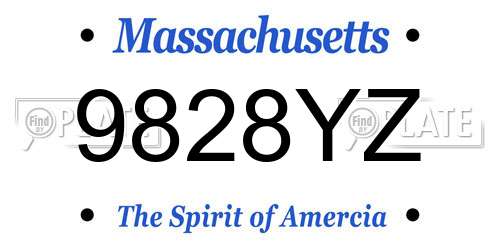 9828YZ Massachusetts License Plate