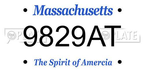 9829AT Massachusetts License Plate