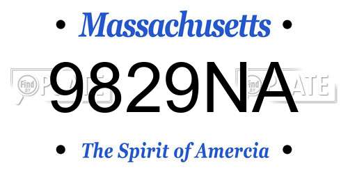 9829NA Massachusetts License Plate
