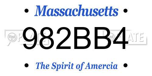 982BB4 Massachusetts License Plate