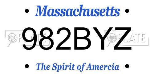 982BYZ Massachusetts License Plate