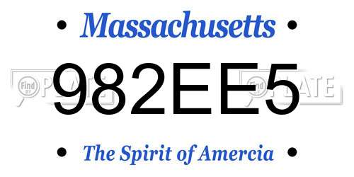 982EE5 Massachusetts License Plate