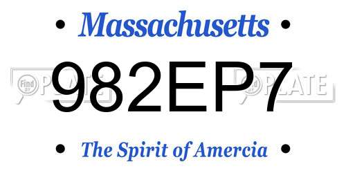 982EP7 Massachusetts License Plate