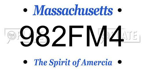 982FM4 Massachusetts License Plate