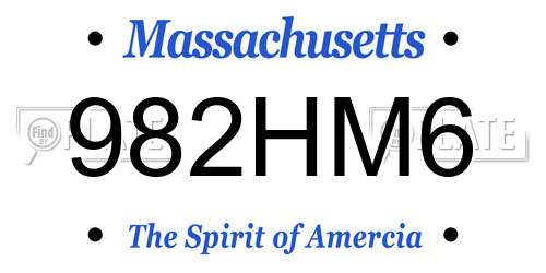 982HM6 Massachusetts License Plate