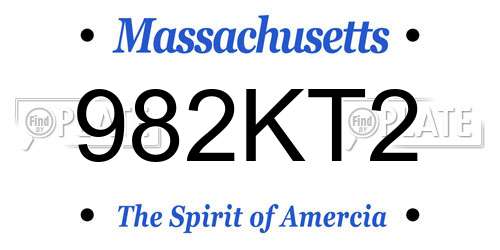 982KT2 Massachusetts License Plate