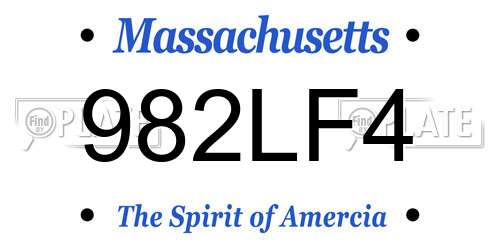 982LF4 Massachusetts License Plate
