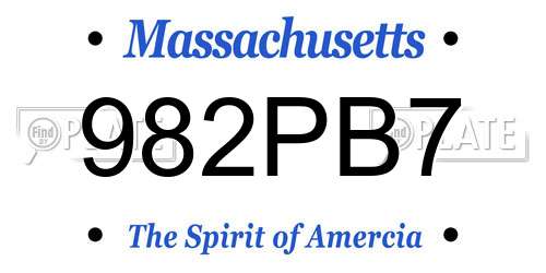 982PB7 Massachusetts License Plate