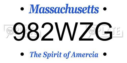 982WZG Massachusetts License Plate