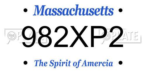 982XP2 Massachusetts License Plate