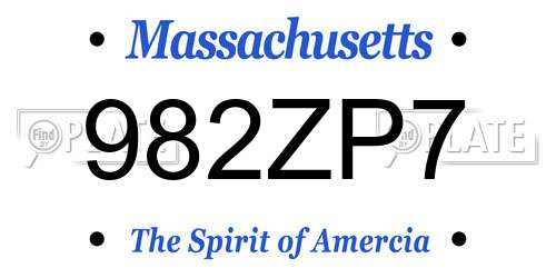 982ZP7 Massachusetts License Plate