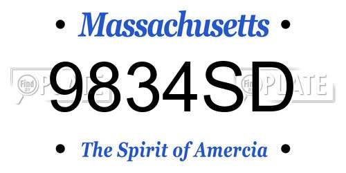 9834SD Massachusetts License Plate