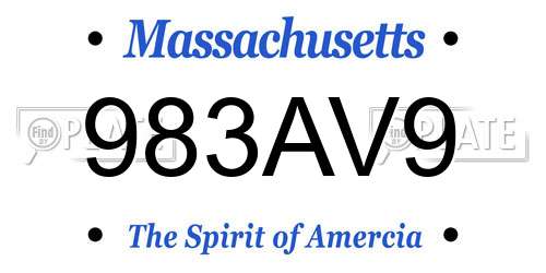 983AV9 Massachusetts License Plate