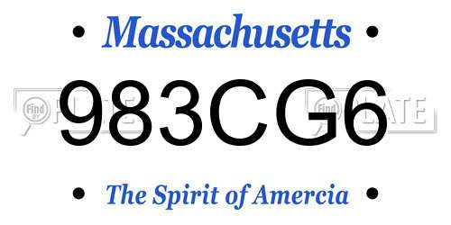 983CG6 Massachusetts License Plate