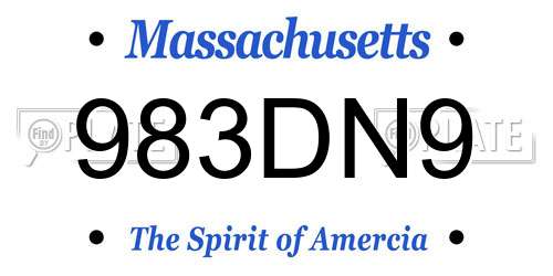 983DN9 Massachusetts License Plate