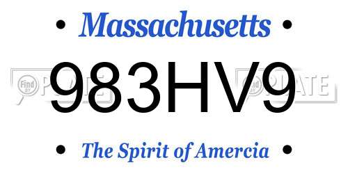 983HV9 Massachusetts License Plate