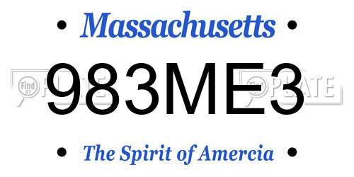 983ME3 Massachusetts License Plate