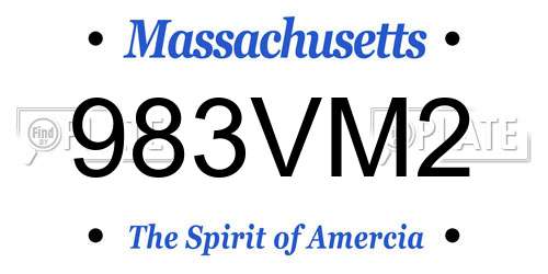 983VM2 Massachusetts License Plate