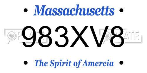 983XV8 Massachusetts License Plate