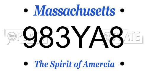 983YA8 Massachusetts License Plate