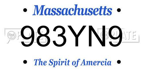 983YN9 Massachusetts License Plate