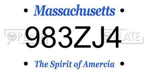 983ZJ4 Massachusetts License Plate