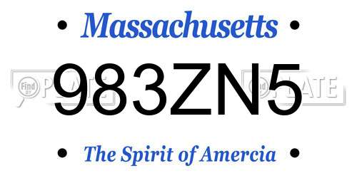 983ZN5 Massachusetts License Plate