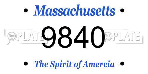 9840 Massachusetts License Plate