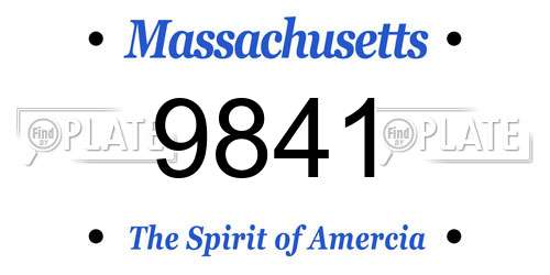 9841 Massachusetts License Plate