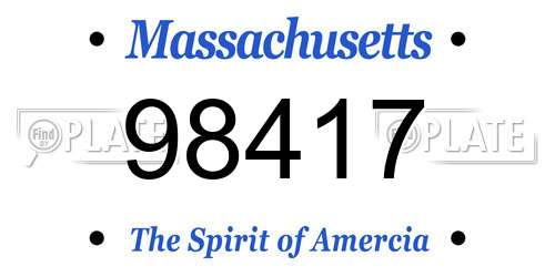 98417 Massachusetts License Plate