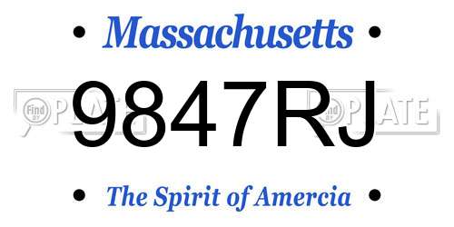 9847RJ Massachusetts License Plate