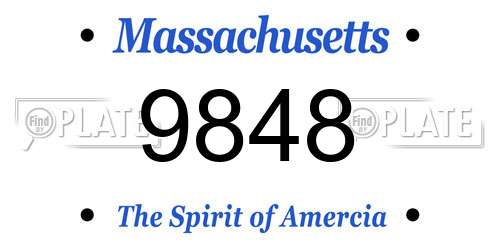 9848 Massachusetts License Plate