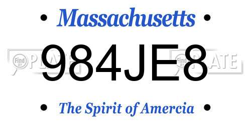 984JE8 Massachusetts License Plate