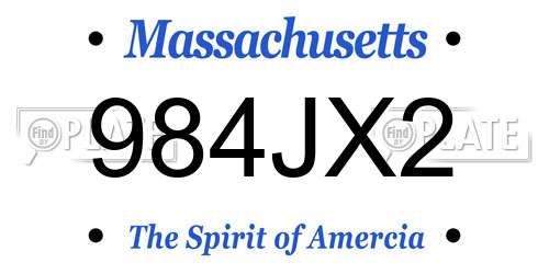 984JX2 Massachusetts License Plate
