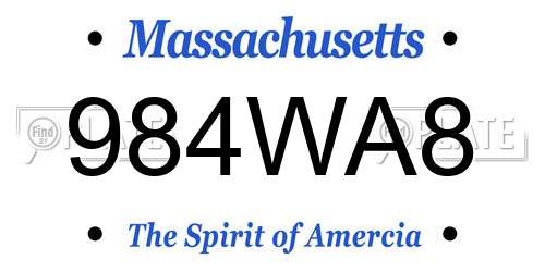 984WA8 Massachusetts License Plate