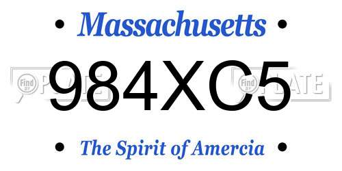 984XC5 Massachusetts License Plate