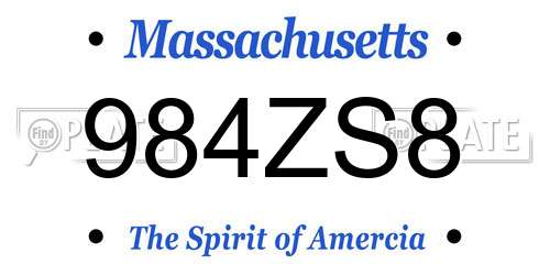 984ZS8 Massachusetts License Plate