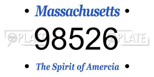 98526 Massachusetts License Plate