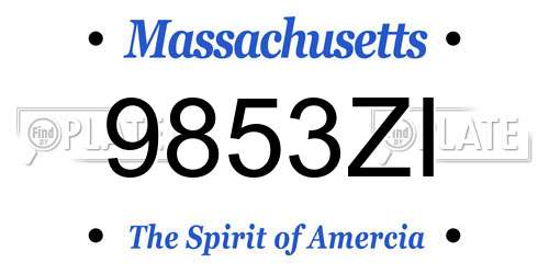9853ZI Massachusetts License Plate