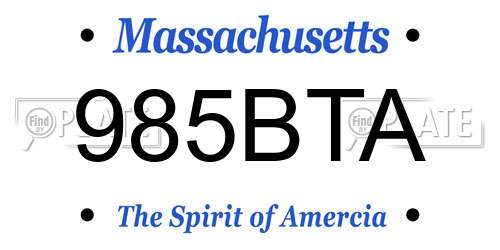 985BTA Massachusetts License Plate