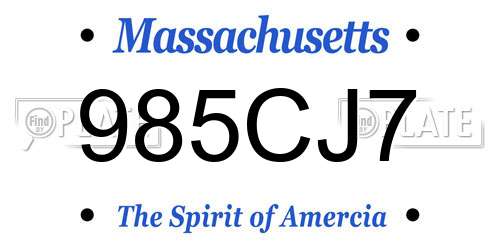 985CJ7 Massachusetts License Plate