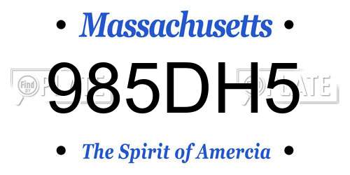 985DH5 Massachusetts License Plate