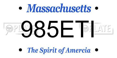 985ETI Massachusetts License Plate
