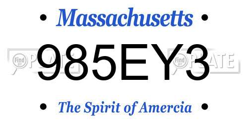 985EY3 Massachusetts License Plate