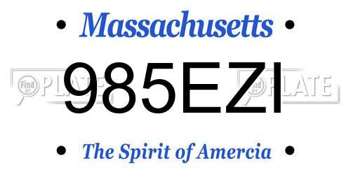 985EZI Massachusetts License Plate
