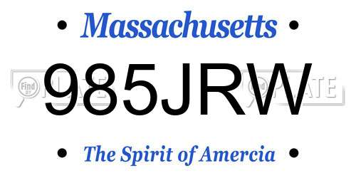 985JRW Massachusetts License Plate